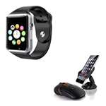 A1 Smart Watch And Car Mobile Holder (Black)